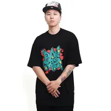 半袖Tシャツ ユニセックス レタードグラフィック アメリカン風 ストリート クルーネック 狭め襟元 ドロップショルダー ルーズ ダンス「FBS」