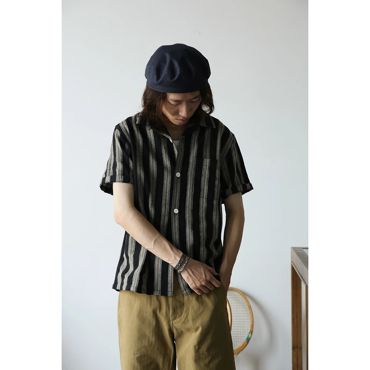 キャンプシャツ：色織りストライプ・キューバ襟の日系レトロスタイルが夏のアウトドアに最適