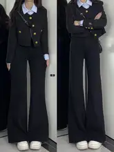 黒のハイウエスト微喇牛仔パンツ【女性用・極上の柔らかさ・スリムフィット】