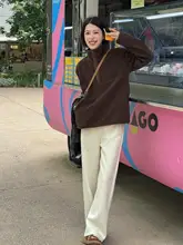 高克重羊毛製ウィメンズパンツ【秋冬用・パターンなし・ゆったりしたストレート】