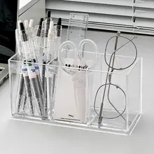 透明アクリルメイクブラシ収納筒【デスクトップ用・化粧品整理ボックス】