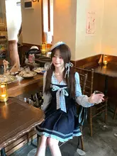 学院風デザインのドッキングドレス【春用・プリーツスカート】（セットアップ対応）