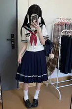 オリジナルマリンスタイルセーラー服【ウエスト絞り・夏用・学院風・女子制服】（セットアップ対応）