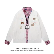 可愛らしい犬の刺繍入りポロネックパーカー【カジュアルスタイル・秋用】（セットアップ対応）