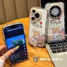 花柄美少女デザインのスマートフォンケース【iPhone対応・スタンド機能付き】