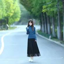  レトロデザインのハイネック長袖ニットセーター【フィット感・春秋用・極上の柔らかさ】