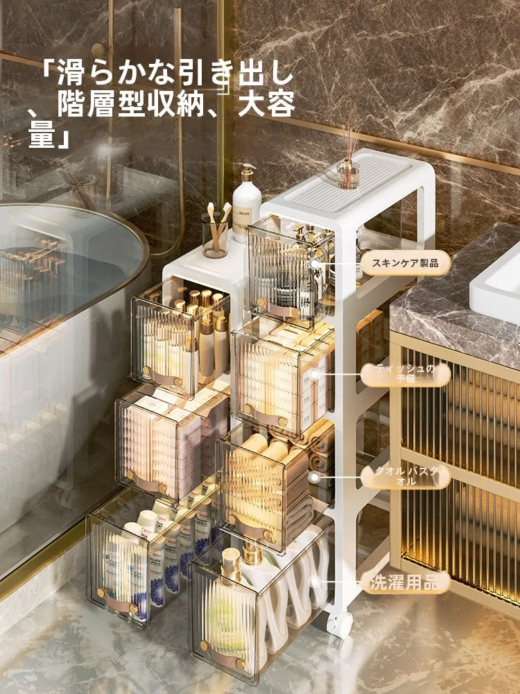 バスルーム用収納キャリー：トイレ隙間や洗面所に最適な収納解決策