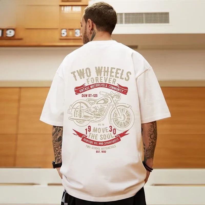 80年代 バイク レーサー デザ  インを再現したアメリカンヒップホップ風 ビンテージTシャツ