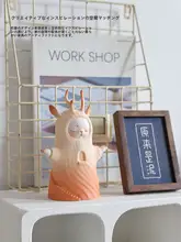 陶磁器製 角天兔デスク装飾オブジェ【景徳鎮製・ユニークデザイン】