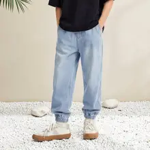 男児・女児用デニムパンツ【夏用・ストレッチ・ルーズフィット・薄い青】