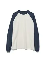 バイカラーラグラン袖ゆったり長袖Tシャツ【レトロスタイル・重ね着対応】