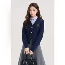 学院風ニットカーディガン【秋冬用・極上の柔らかさ・レイヤードスタイル】（セットアップ対応）