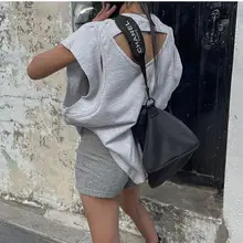 ラフなデザインのクルーネックノースリーブトップス【ゆったりサイズ・個性的なスタイル】（セットアップ対応）