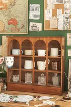 化粧品整理用木製レトロ収納ボックス【デスク上・引き出し付き】