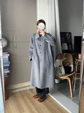 グレーキャメルウールのリバーシブルコート【中長丈・女性用・高級感】