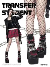 オリジナルパンクスタイル 厚底マーチンブーツ【ショートブーツ・ライダース風】（セットアップ対応）