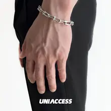 U型ブレスレット【男女兼用・個性的なデザイン・太めのチェーン】