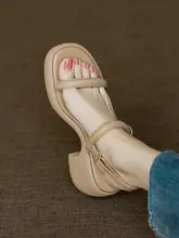 厚底オープントゥサンダル【真皮・粗めヒール・夏用・カジュアル】