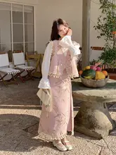 新中式風流れるフリンジのベストとスカート【秋春用・大人のデザイン・女性用】（セットアップ対応）
