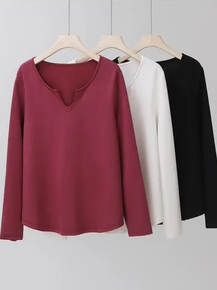 大きいサイズ 不規則デザイン アーチ形長袖Tシャツ【秋冬用・ゆったり・体型カバー】