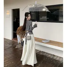 新中式スタイルのウエストハイワイドレッグパンツ【感溢れるドラッグ丈】