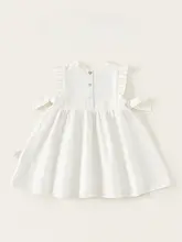 夏用おしゃれな子供用ノースリーブワンピース【花柄刺繍・コットン・リボン付き】