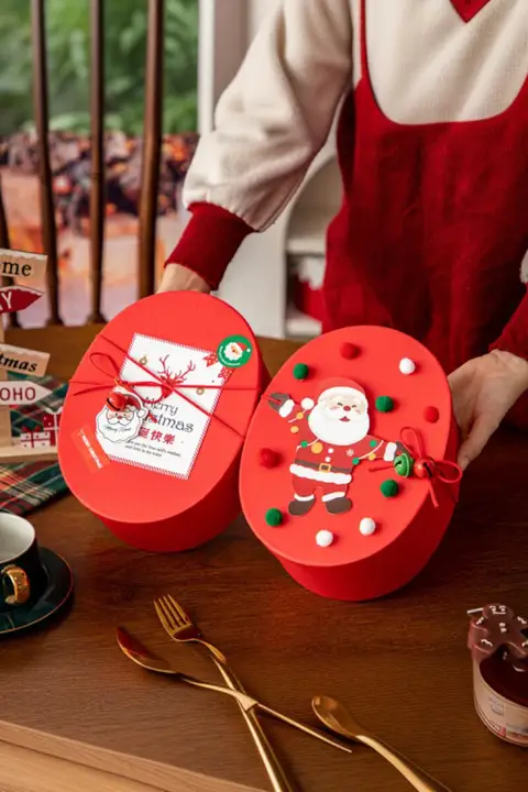 ギフトボックス 楕円 おしゃれ 可愛いデザイン クリスマス プレゼント 焼き菓子 クッキー ヌガー 製菓パッケージ