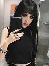 グレーとブラックのロングストレートウィッグ【ゴシックスタイル・エアリー前髪・女性用】
