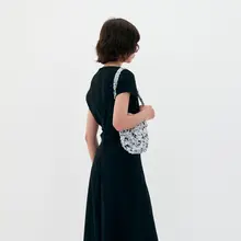 夏用リゾートスタイルのハンドメイド編みバッグ【金属留め具・ショルダータイプ】