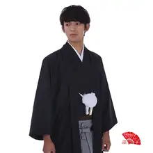 伝統的な着物とストライプ武士パンツの羽織【男性向け・成人式用】