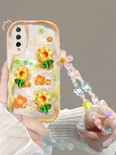 可愛い水色の花デザイン！Honor9X用スマホケース【全包保護・ソフトシリコン・防落】