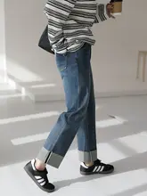 ストレートレッグデニムパンツ【ハイウエスト・極上の柔らかさ・パイピングデザイン】（セットアップ対応）