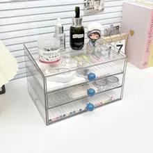 透明アクリルデスク収納ボックス【引き出し式・多段・大容量・学生用・化粧品収納】