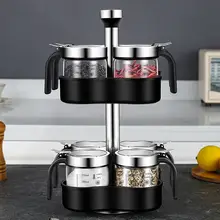 回転式調味料容器【ガラス製・キッチン用・糖・味精・塩対応】（セットアップ対応）