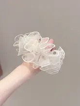 気品のあるダブルレイヤー水玉チュールヘアゴム【お団子ヘア用・夏用】