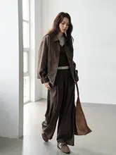 ヴィンテージ風 ブラウンジッパー襟付きデニムジャケット【ゆったりした作業服スタイル】