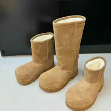 厚底防滑中筒雪地靴【大きめデザイン・裏起毛・男女兼用】