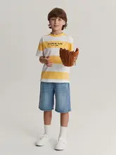 刺繍デザインの男の子用デニムショートパンツ【夏用・カジュアル・涼感】（セットアップ対応）