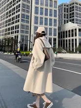 女性用ダブルフェイスウールコート【ドールカラー・ルーズフィット・秋冬用】