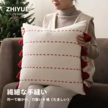 クリスマス用 赤い抱き枕【立体刺繍・華やかなデザイン・リビング用】