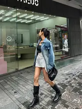 Maruco ゆったりとしたシルエットのデニムジャケット【中長丈・ウォッシュ加工・カジュアル】