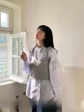 春夏用 グレーのニットキャミソール【調節可能なリボン付き・重ね着スタイル】