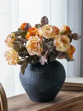 洗面器用の高級感あるフランス風ヴィンテージバラの造花【リアルな花束・飾り用】