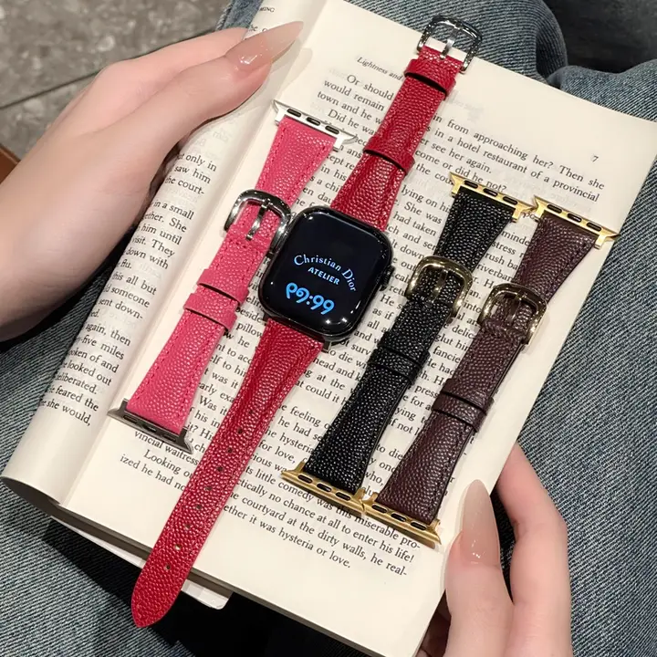 iWatch適対応レディースレザーバンド【フィッシュ卵風デザイン・秋冬用・高級感あり・41mm対応】