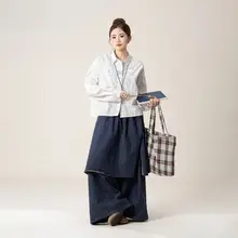 刺繍入り長袖シャツ【春向け・コットン・フィット・白色】