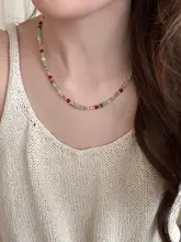 夏用カラフルな水晶ビーズネックレス【ハイエンドデザイン・デコルテチェーン・女性用】