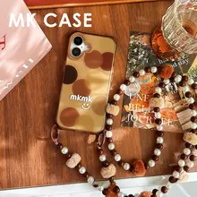 シンプルなドットデザインのスマホケース【マグネット式・ストラップ付き・スタンド機能】