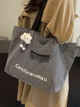 ストライプ大容量キャンバスバッグ女性用2025新しいスタイル