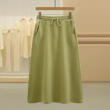 Aラインデザインのマキシスカート【ウエストゴム・シンプル・体型カバー】