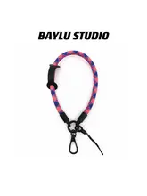 スマホストラップ キーホルダー リストストラップ カメラ用 ショート シンプル ブラック 手提げ インスタ映え 「BAYLU」